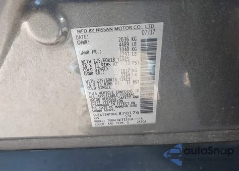 2017 Nissan Rogue Sl from USA, damaged, VIN 5N1AT2MTXHC870176